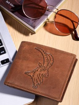 Sassora - Brown Genuine Leather Animal Pattern Mens RFID Wallet (L)