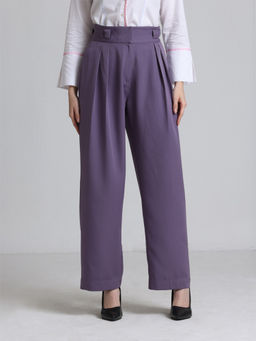 SHAYE - Lavender Solid Wide Leg Lycra Pant