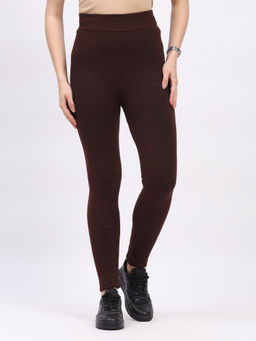 Global Republic - Brown Viscose Blend Skinny Fit Ankle Length Legging
