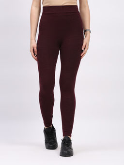 Global Republic - Maroon Viscose Blend Skinny Fit Ankle Length Legging