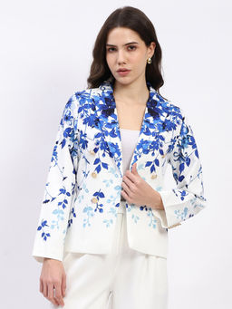 Global Republic - Blue Floral Print Lapel Neck Blazer