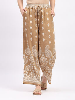 Global Republic - Rayon Printed Straight Fit Pant For (Uniqe-26, Beige)