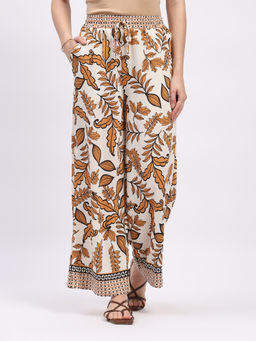 Global Republic - Rayon Printed Straight Fit Pant For (Uniqe-26, Orange)