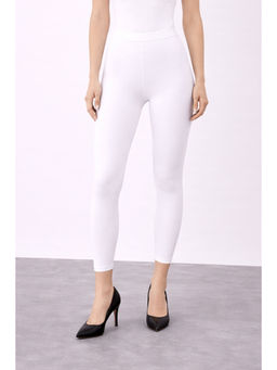 COLOR CAPITAL - White Elastic Ankle Skinny Legging