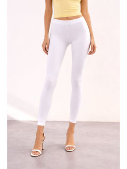 COLOR CAPITAL - White Elastic Ankle Skinny Legging