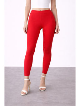 COLOR CAPITAL - Red Elastic Ankle Skinny Legging
