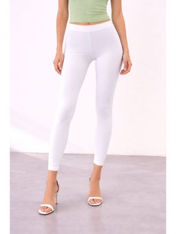 COLOR CAPITAL - White Elastic Ankle Skinny Legging