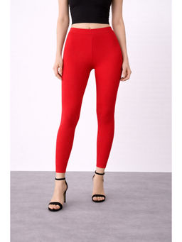 COLOR CAPITAL - Red Elastic Ankle Skinny Legging