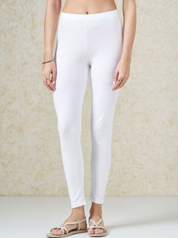 COLOR CAPITAL - White Elastic Ankle Skinny Legging
