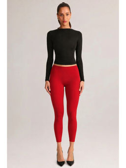 COLOR CAPITAL - Red Elastic Ankle Skinny Legging