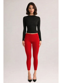COLOR CAPITAL - Red Elastic Ankle Skinny Legging