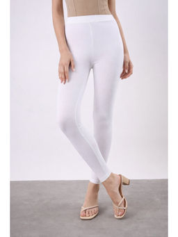 COLOR CAPITAL - White Elastic Ankle Skinny Legging