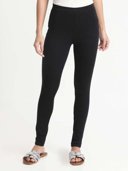 COLOR CAPITAL - Black Elastic Ankle Skinny Legging