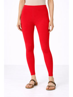 COLOR CAPITAL - Red Elastic Ankle Skinny Legging