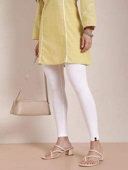 COLOR CAPITAL - White Elastic Ankle Skinny Legging