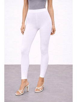COLOR CAPITAL - White Elastic Ankle Skinny Legging