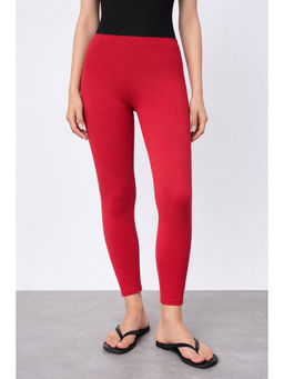 COLOR CAPITAL - Red Elastic Ankle Skinny Legging