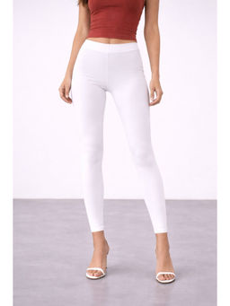 COLOR CAPITAL - White Elastic Ankle Skinny Legging