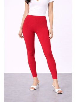 COLOR CAPITAL - Red Elastic Ankle Skinny Legging