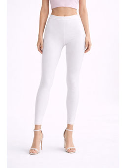 COLOR CAPITAL - White Elastic Ankle Skinny Legging