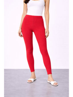COLOR CAPITAL - Red Elastic Ankle Skinny Legging