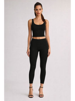 COLOR CAPITAL - Black Elastic Ankle Skinny Legging