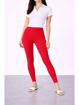 COLOR CAPITAL - Red Elastic Ankle Skinny Legging