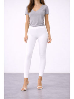 COLOR CAPITAL - White Elastic Ankle Skinny Legging