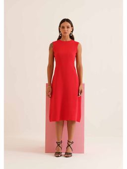 AMOSHI - Red Solid/Plain Circa Dress