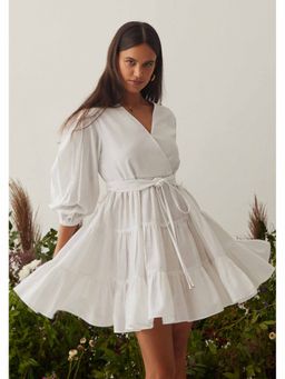 AMOSHI - White Solid/Plain Emma Dress with Belt (Set of 2)