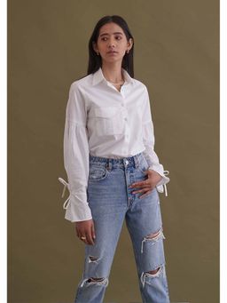 AMOSHI - White Solid/Plain Five Shirt