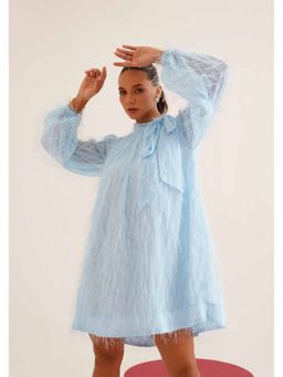 AMOSHI - Blue Self Design Fay Mini Dress
