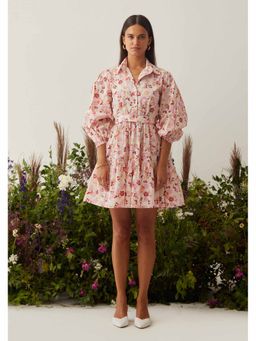 AMOSHI - Pink Floral Flo Mini Dress with Belt (Set of 2)