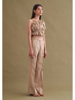 AMOSHI - Beige Solid/Plain Flood Co-Ord (Set of 2)