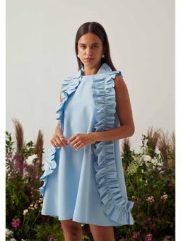 AMOSHI - Blue Solid/Plain Florence Mini Dress