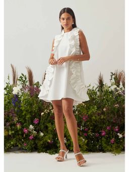 AMOSHI - White Solid/Plain Florence Mini Dress