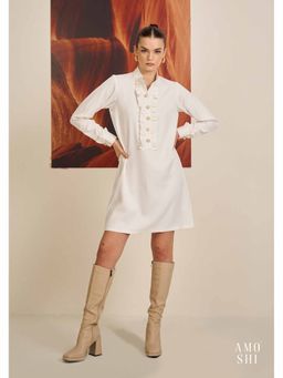 AMOSHI - White Solid/Plain Frill Dress