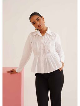 AMOSHI - White Solid/Plain Georgia Top