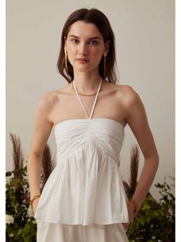 AMOSHI - White Solid/Plain Holly Halter Top