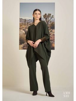 AMOSHI - Olive Textured Keffi Fur Co-Ord (Set of 2)