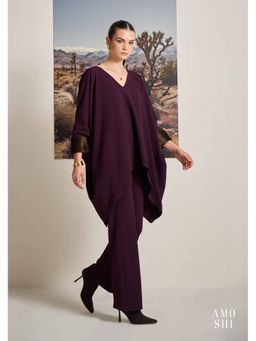 AMOSHI - Wine Textured Keffi Fur Co-Ord (Set of 2)