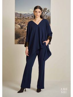 AMOSHI - Navy Blue Solid/Plain Keffi Kaftan Top