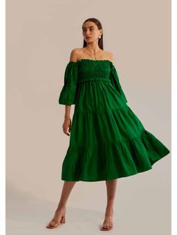 AMOSHI - Green Pleated Love Midi Dress