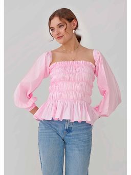 AMOSHI - Pink Solid/Plain Love Pep Top with Detachable Sleeves (Set of 2)