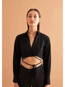 AMOSHI - Black Solid/Plain Maddie Shirt