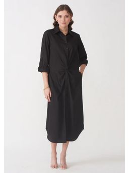 AMOSHI - Black Solid/Plain Mimi Midi Dress