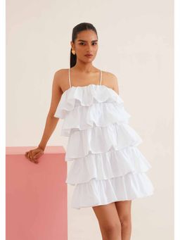 AMOSHI - White Solid/Plain Miri Mini Dress