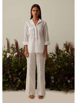 AMOSHI - White Solid/Plain Moma Co-Ord (Set of 2)
