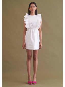AMOSHI - White Solid/Plain Poppy Mini Dress