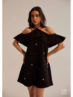AMOSHI - Black Embellished/Sequined Rene Halter Mini Dress